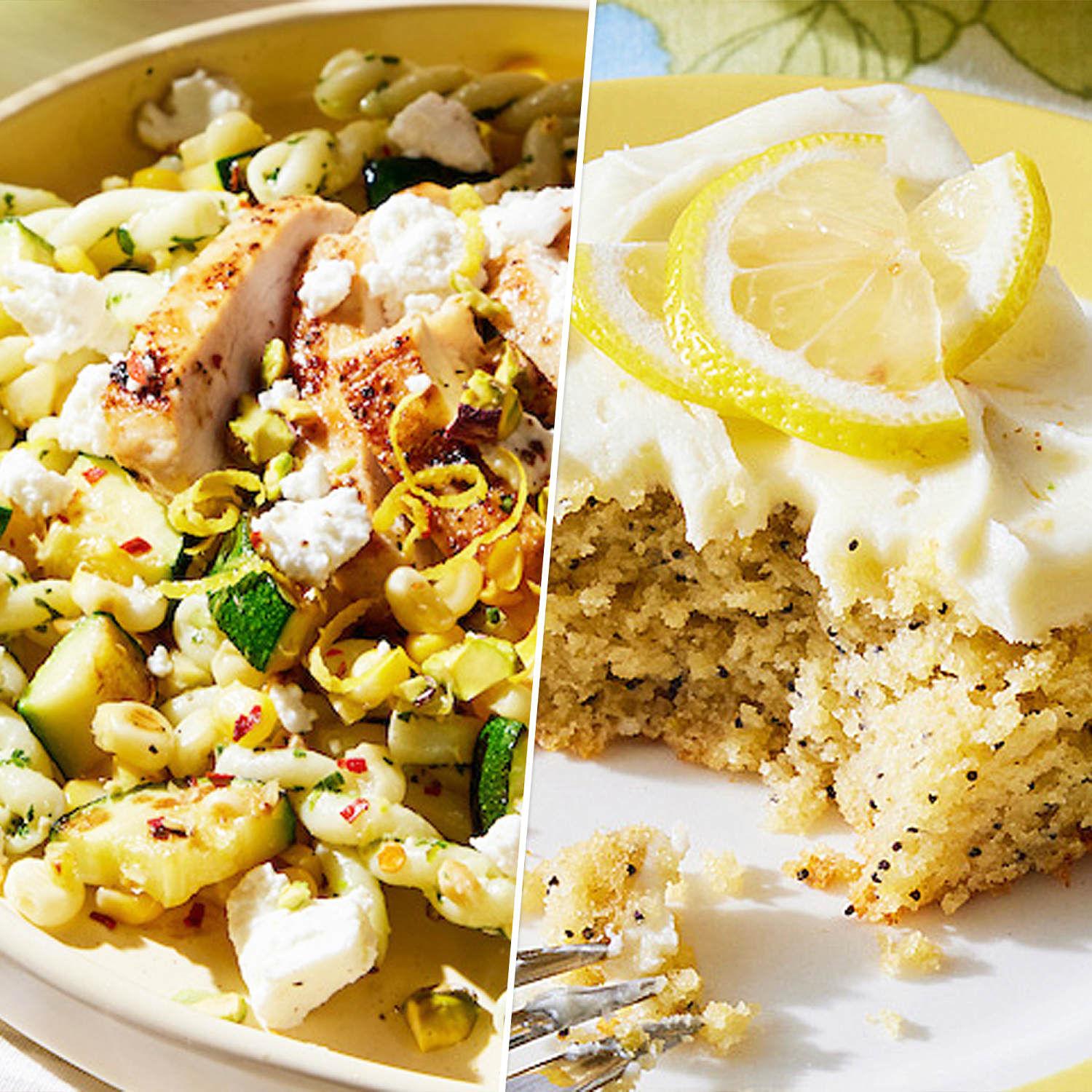 A light, bright dinner and dessert: Skillet chicken pesto pasta and lemon-poppy seed cake