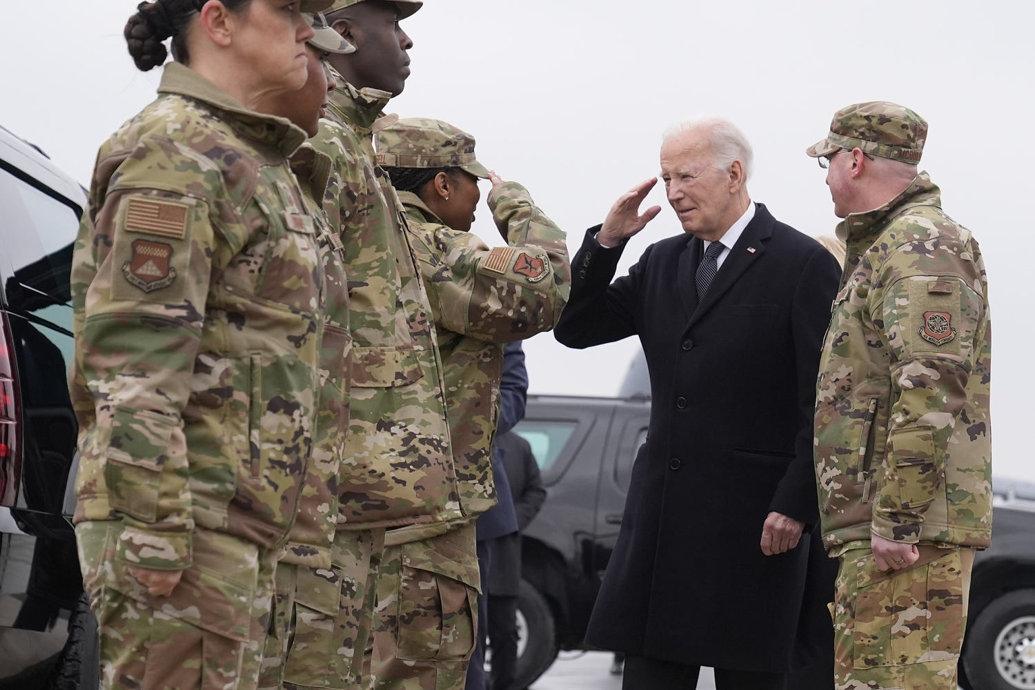 Biden attends dignified transfer for U.S. service members killed in Jordan