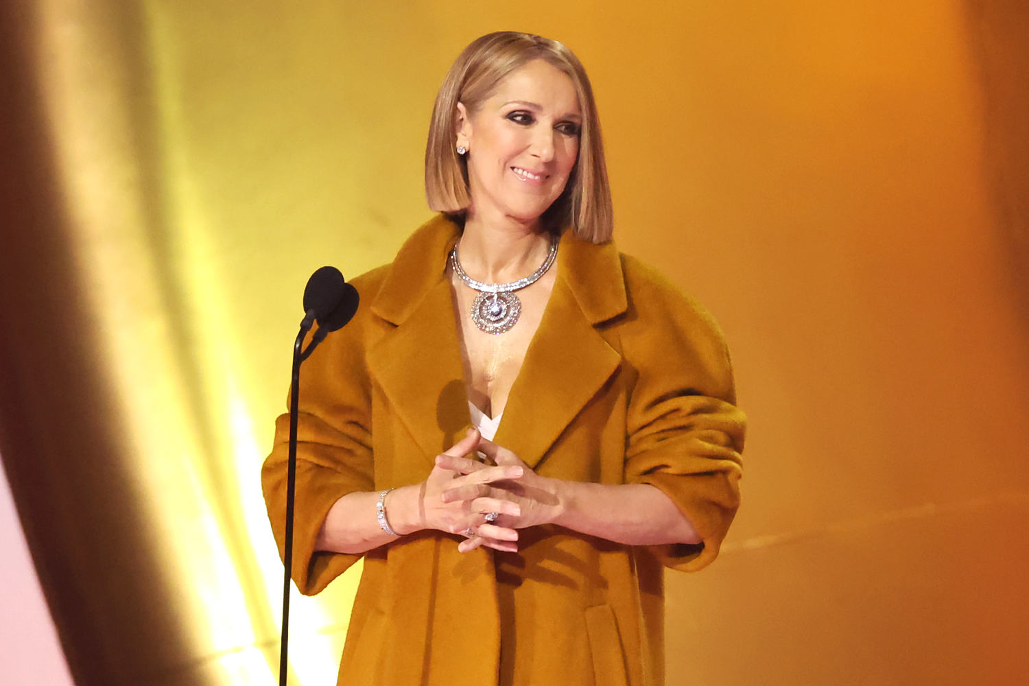 Celine Dion makes appearance at Grammys to present album of the year