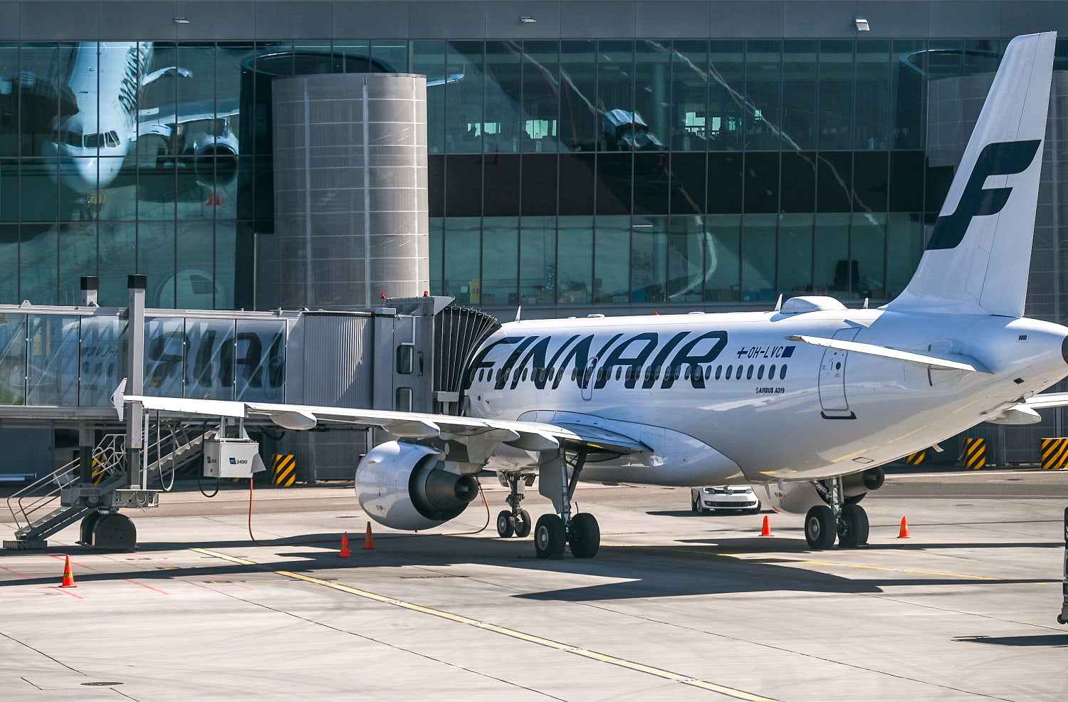 Airline Finnair weighing passengers at departure gates for data collection