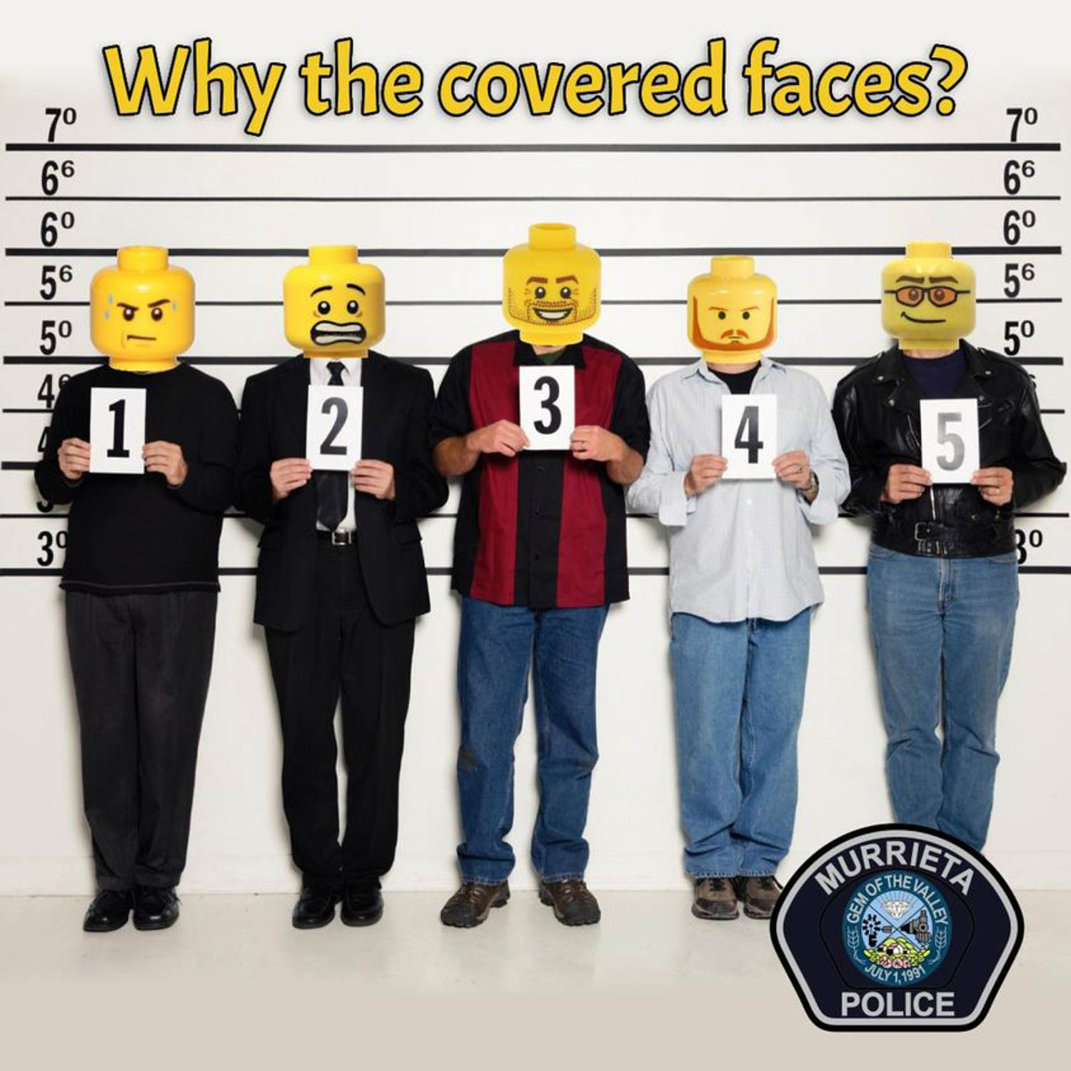 Lego requests California police department stop using their toy heads to cover suspect mugshots