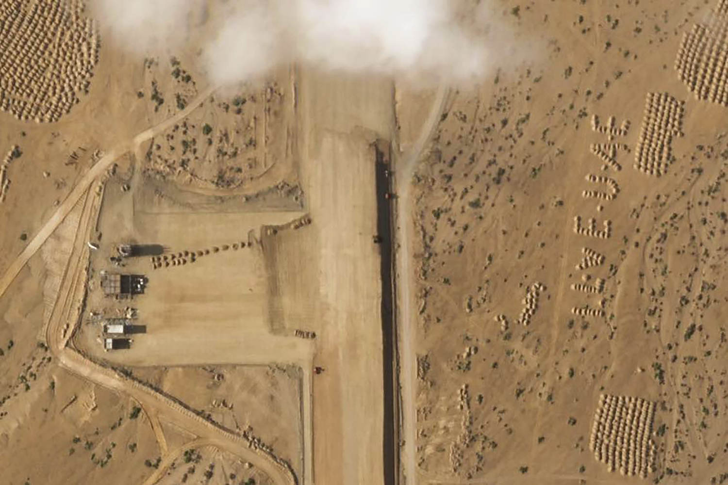 An airstrip is being built on a Yemeni island near the Red Sea with 'I LOVE UAE' next to it