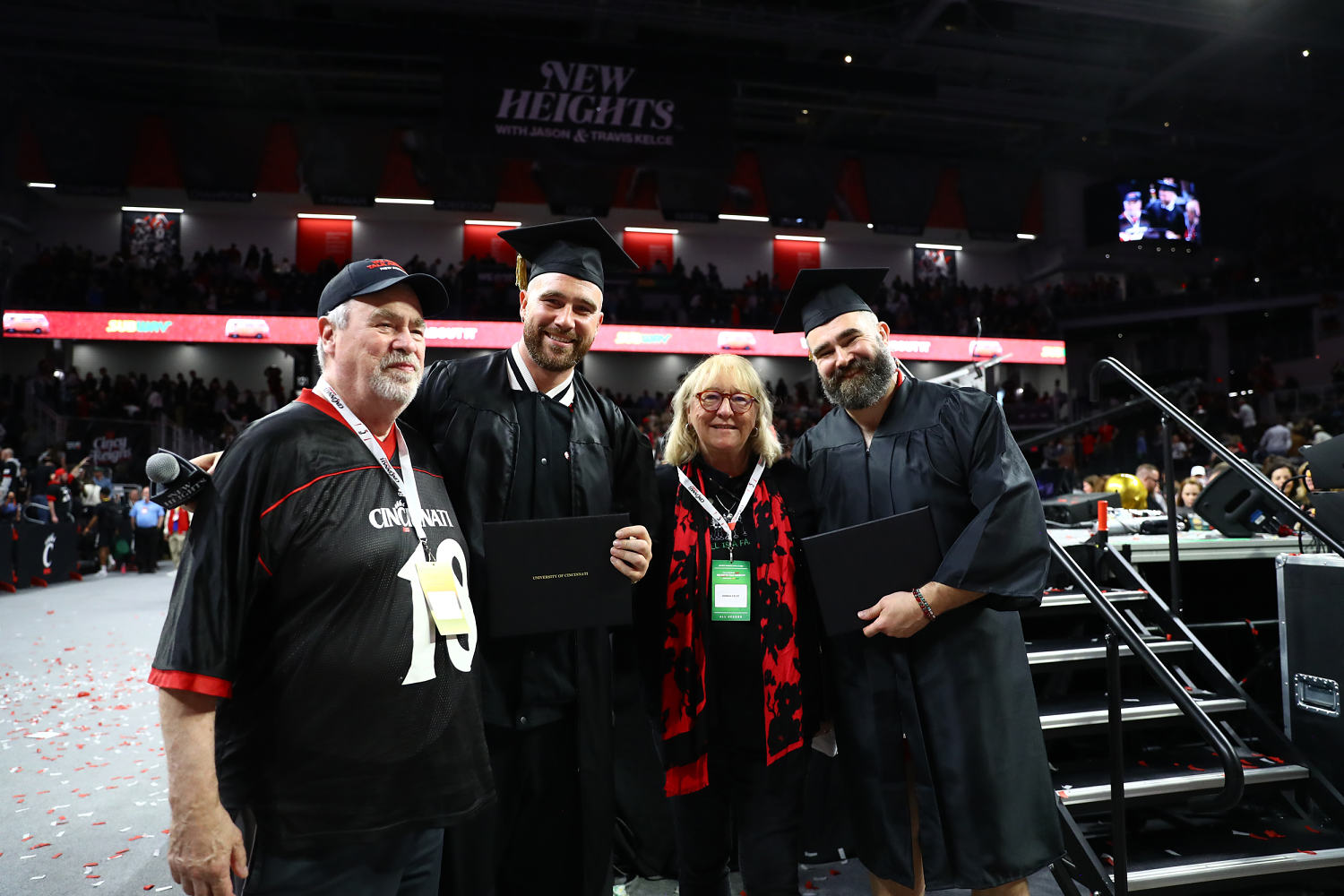 Travis and Jason Kelce graduated from college during a surprise ceremony in Cincinnati