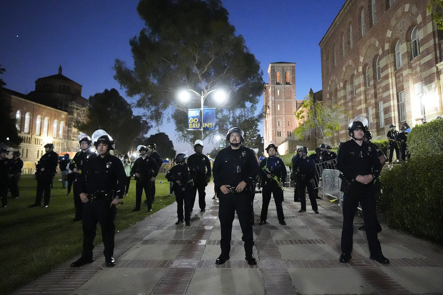 Police mass at UCLA as protesters defy order to leave