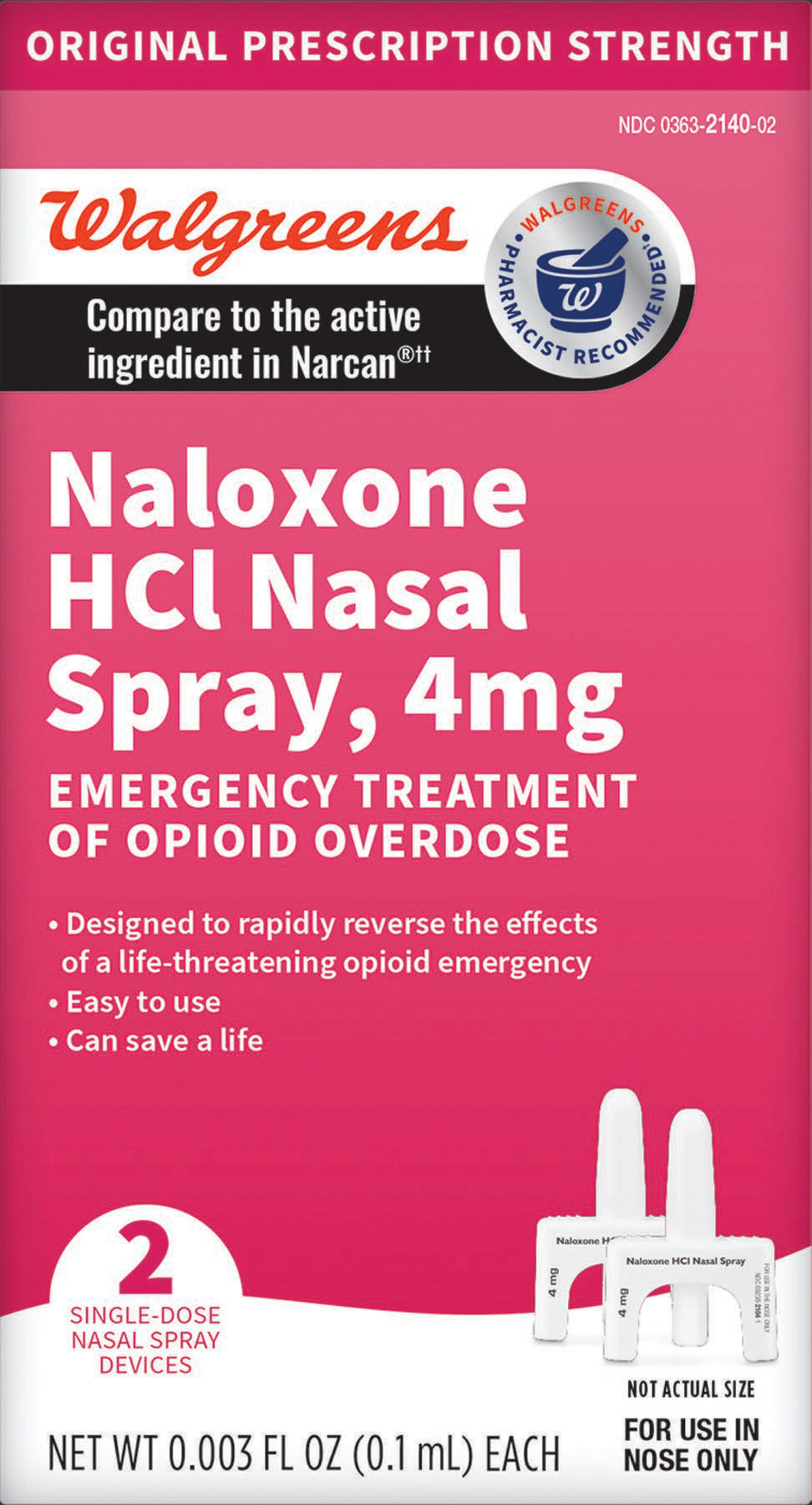 Walgreens is launching a generic version of over-the-counter Narcan