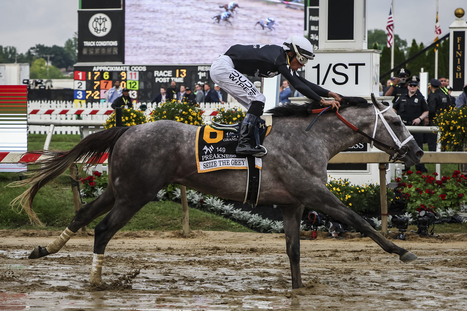 Seize the Grey wins the Preakness Stakes, ruining Mystik Dan’s Triple Crown odds