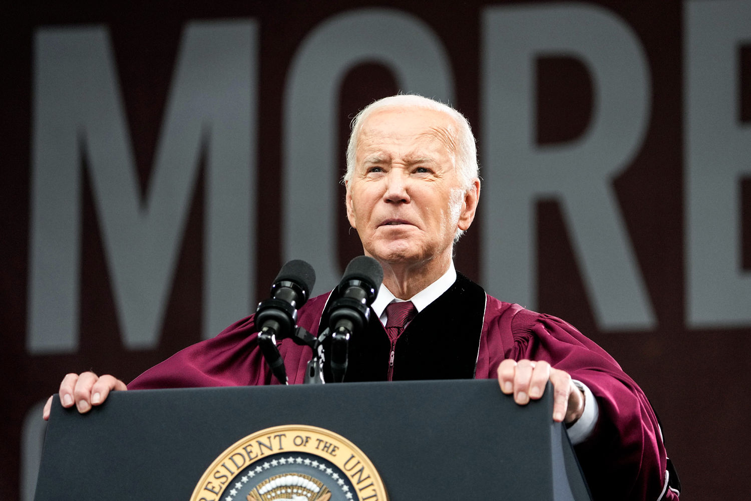 Biden delivers Morehouse commencement speech as some on campus express pro-Palestine messages