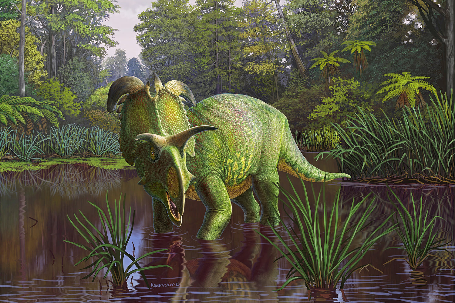 A giant dinosaur with blade-like horns roamed Montana. It's been named after Norse god Loki.