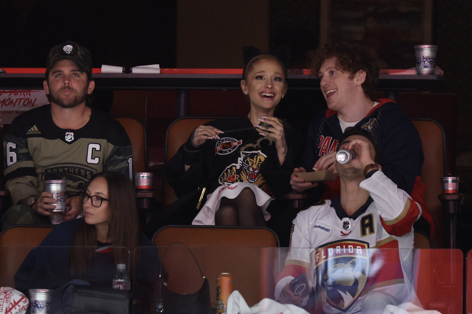 Ariana Grande makes rare appearance with boyfriend Ethan Slater at hockey game