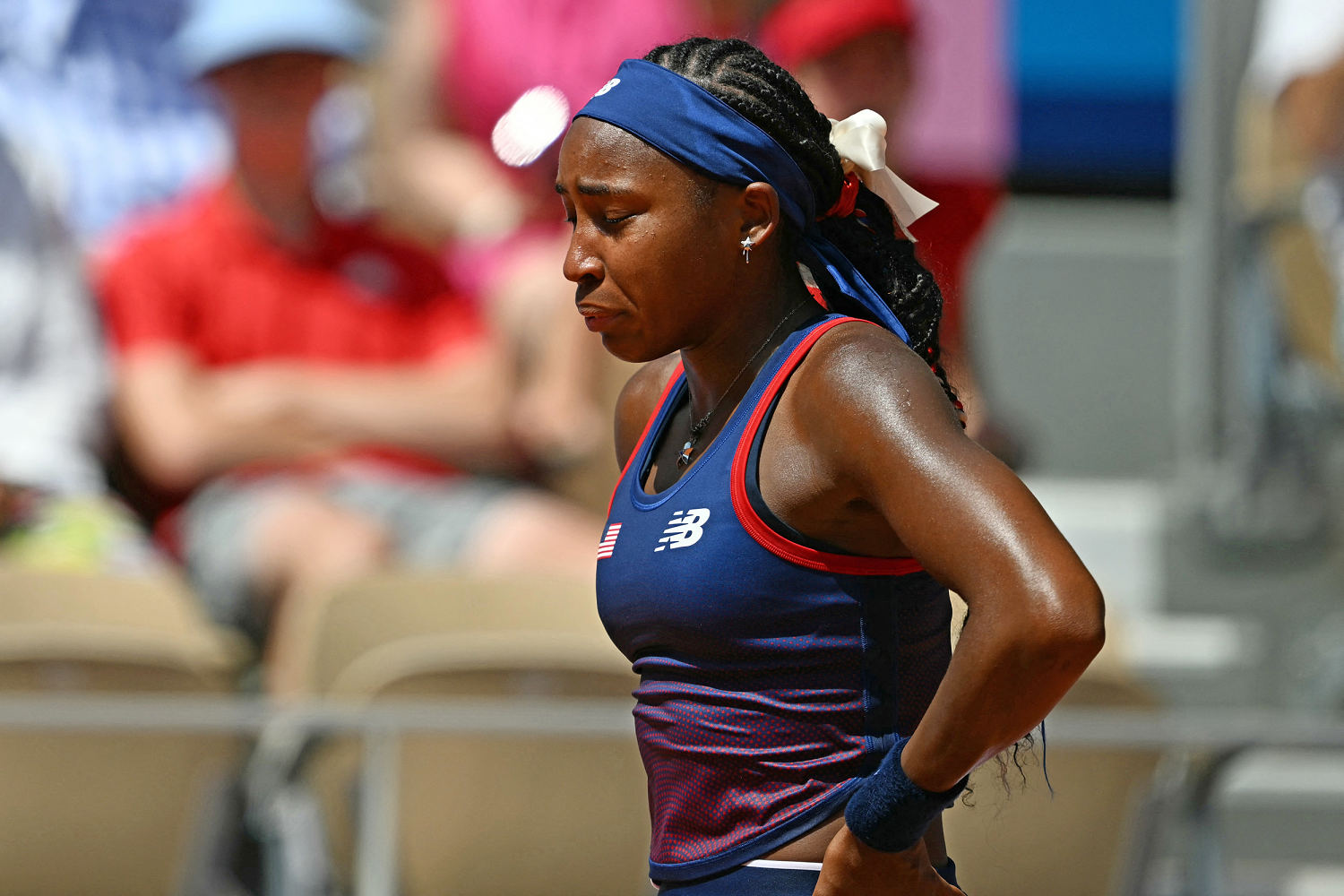 Coco Gauff loses argument with Olympics umpire and then the match to Donna Vekic