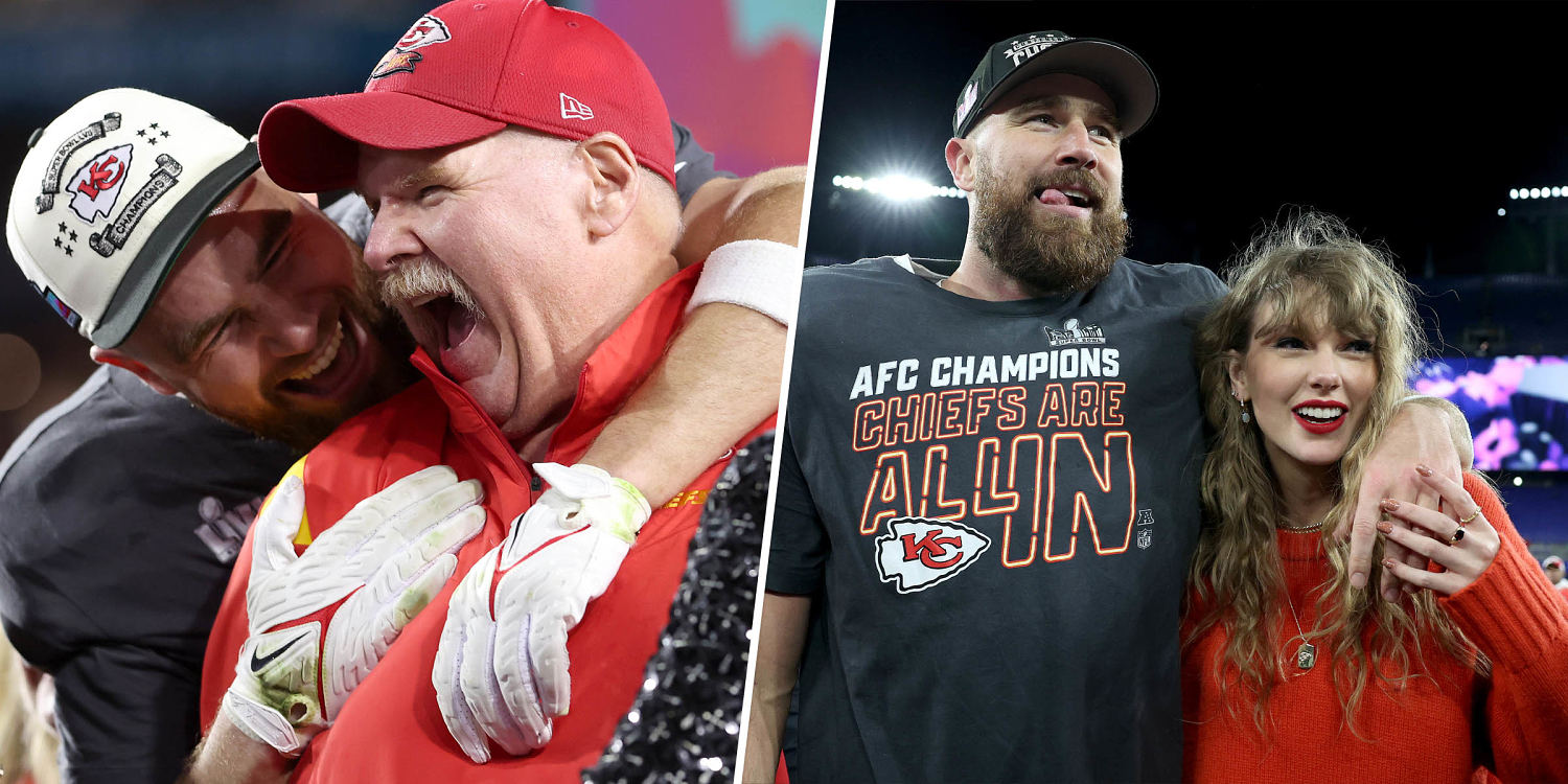 Andy Reid jokes about Travis Kelce’s roles as Taylor Swift’s boyfriend and ‘waterboy’