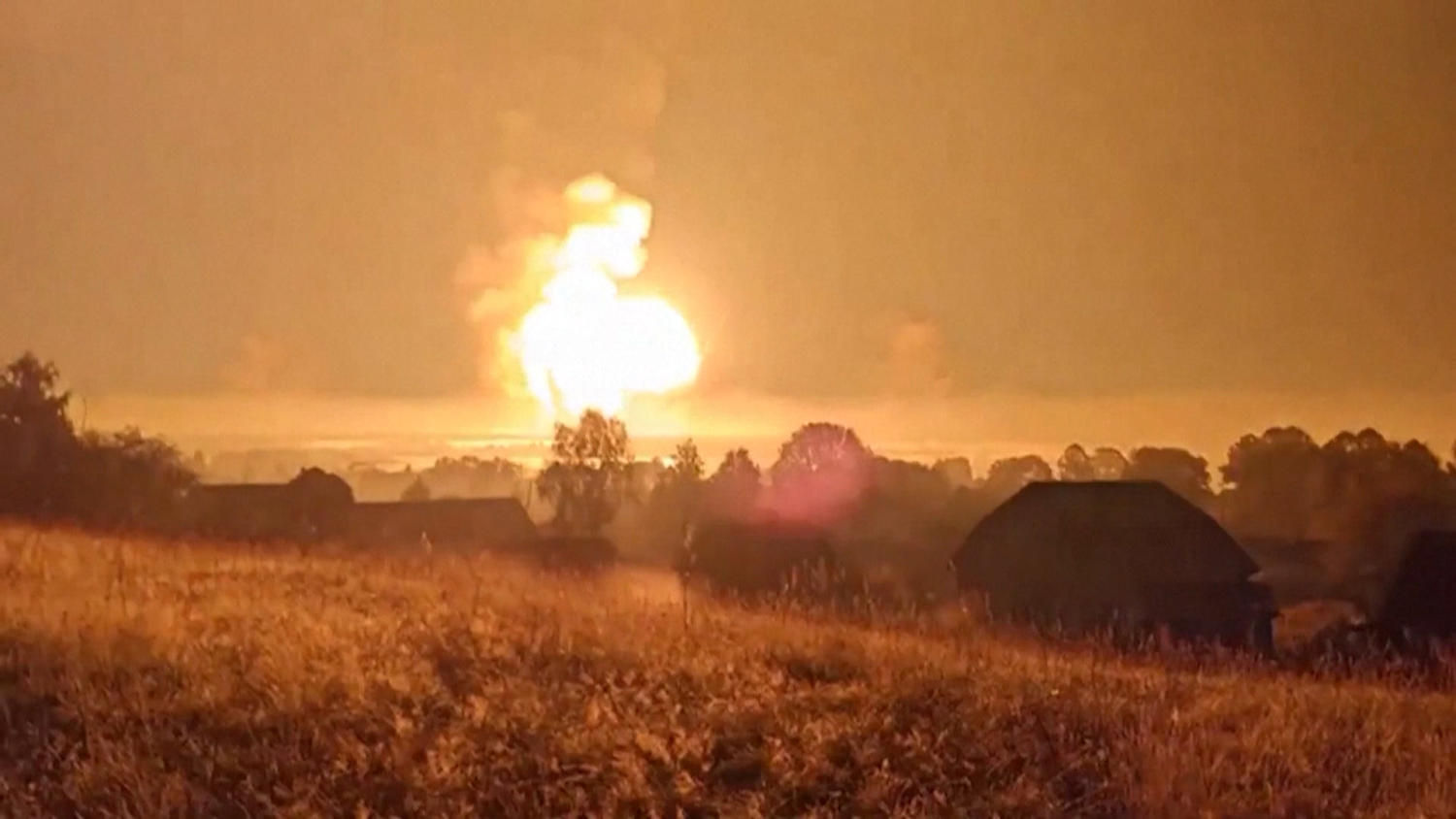 Ukrainian drone attack triggers huge blasts at Russian ammo depot