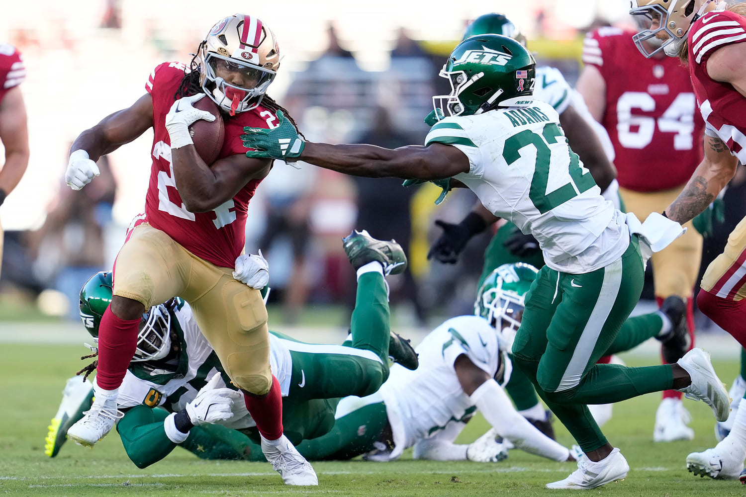 49ers dominate in 32-19 win over Jets, spoiling Aaron Rodgers first game since Achilles injury