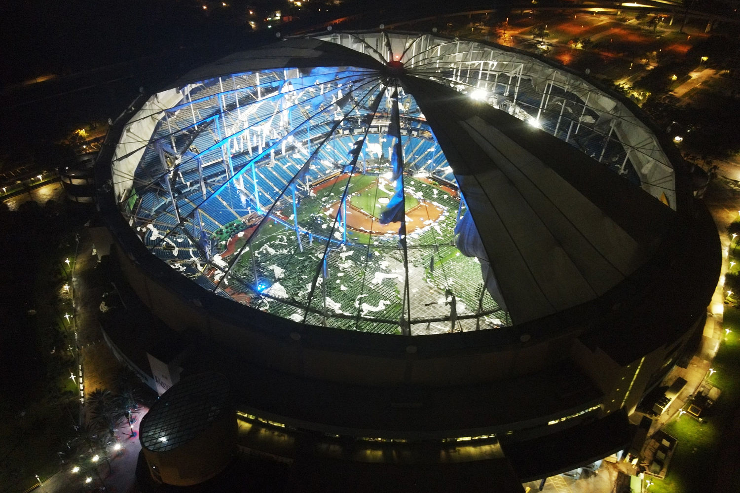 Milton shreds roof of Tropicana Field, home of baseball's Tampa Bay Rays