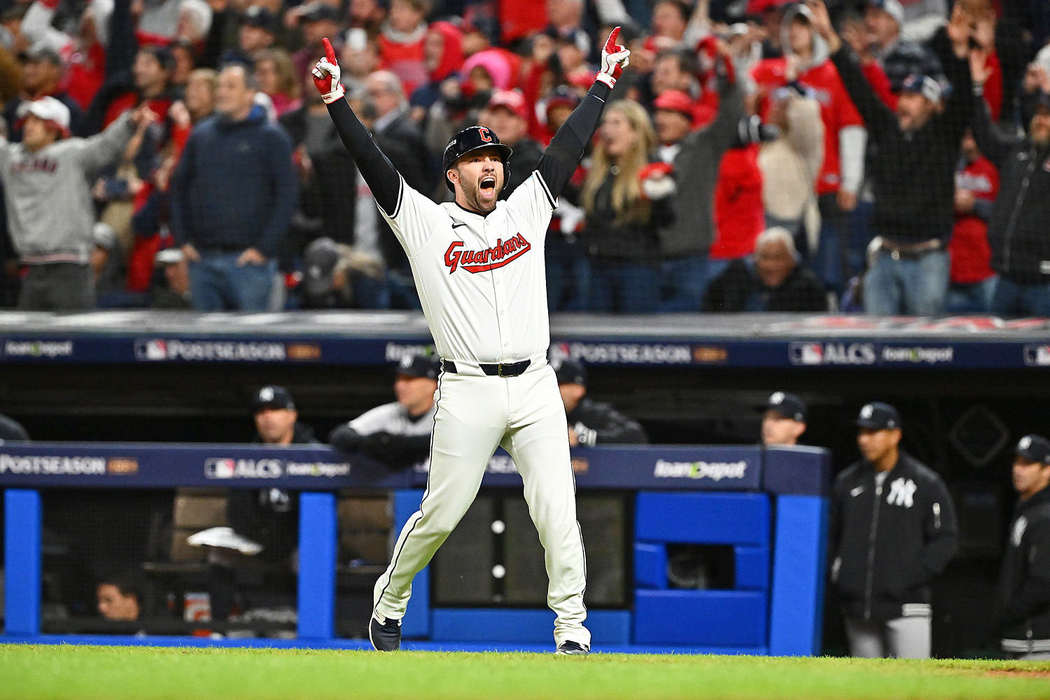 Guardians stun Yankees on walk-off home run in extra innings to stay alive in ALCS