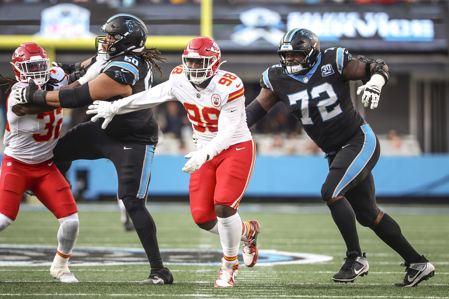 Video shows Chiefs player Tershawn Wharton catch child who fell from stands after game