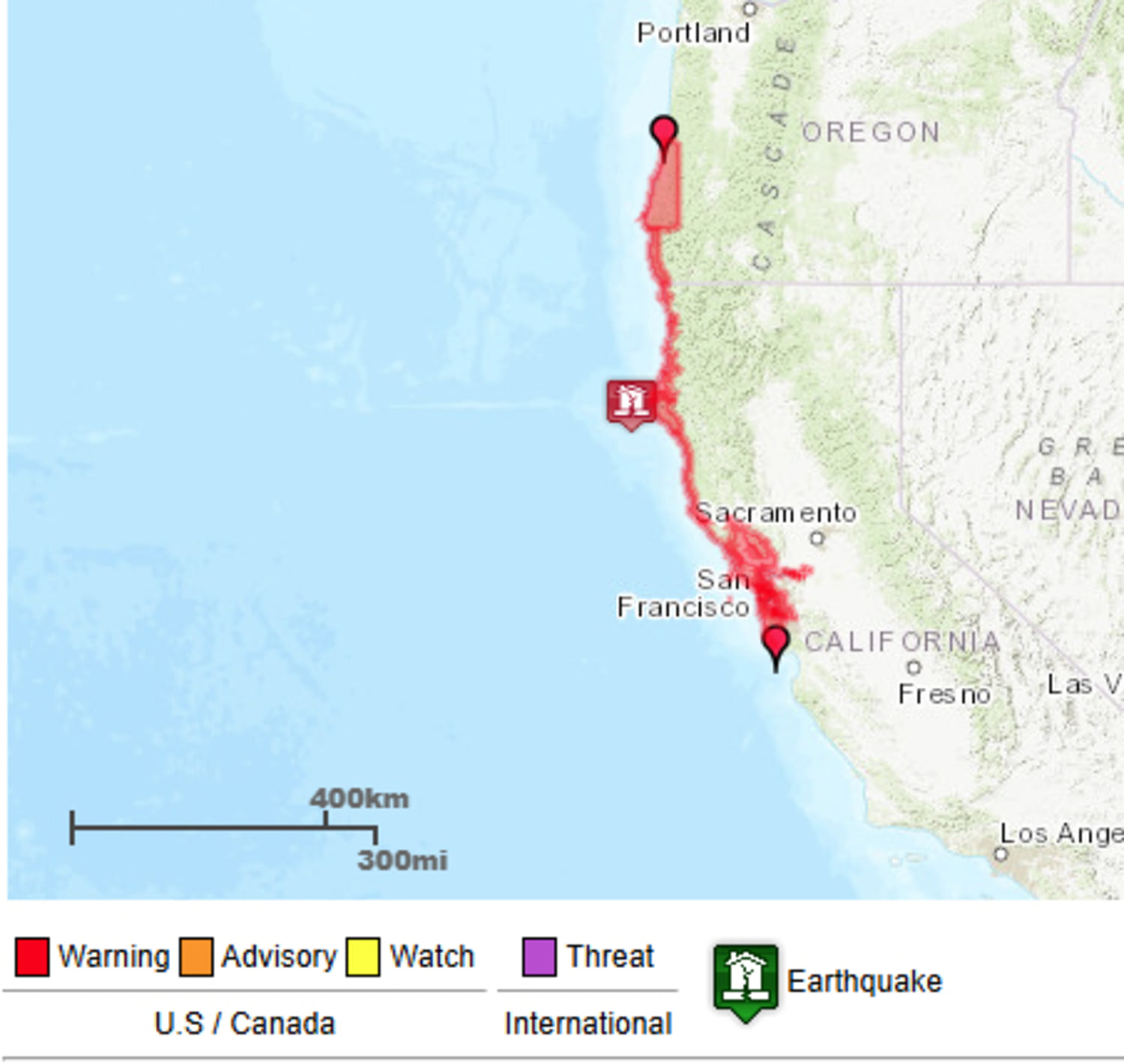 Tsunami warnings in California and Oregon lifted after 7.0-magnitude earthquake