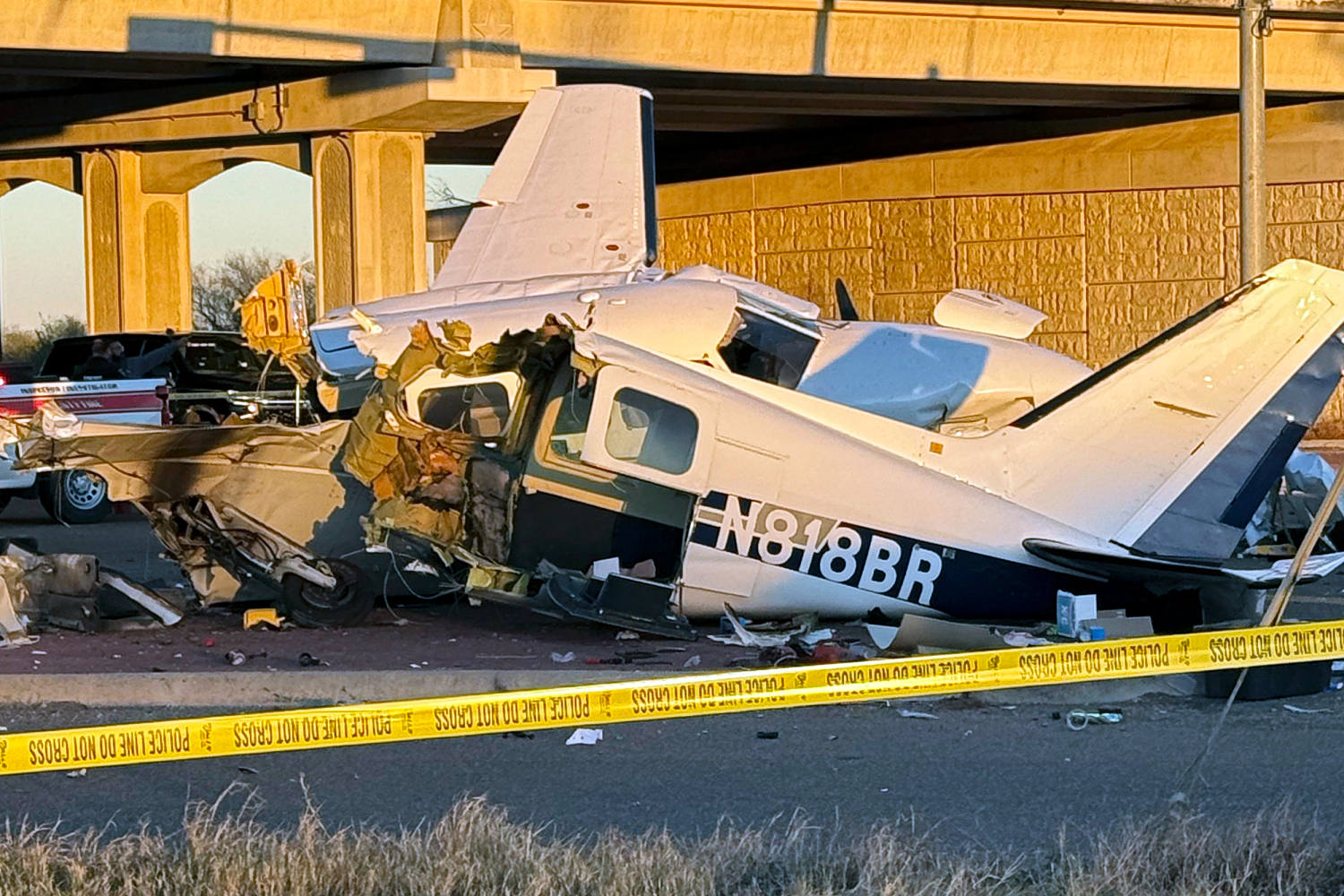 Four hurt when plane crashes into cars on South Texas street