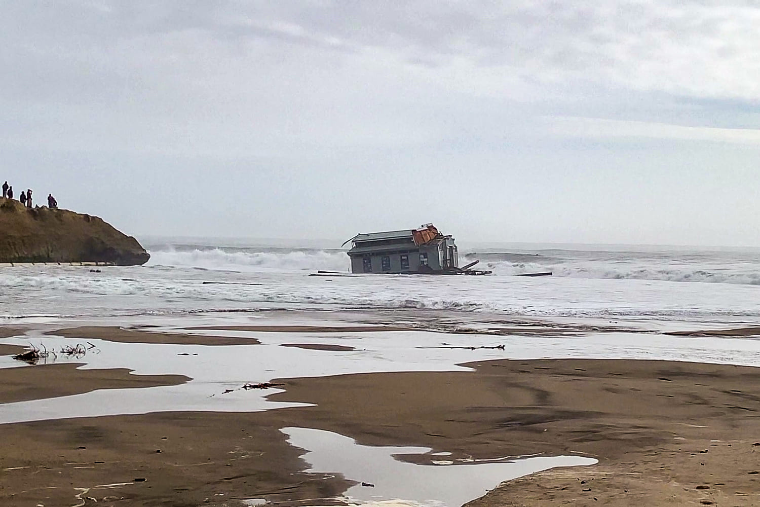 California wharf collapse sends 3 people into the ocean