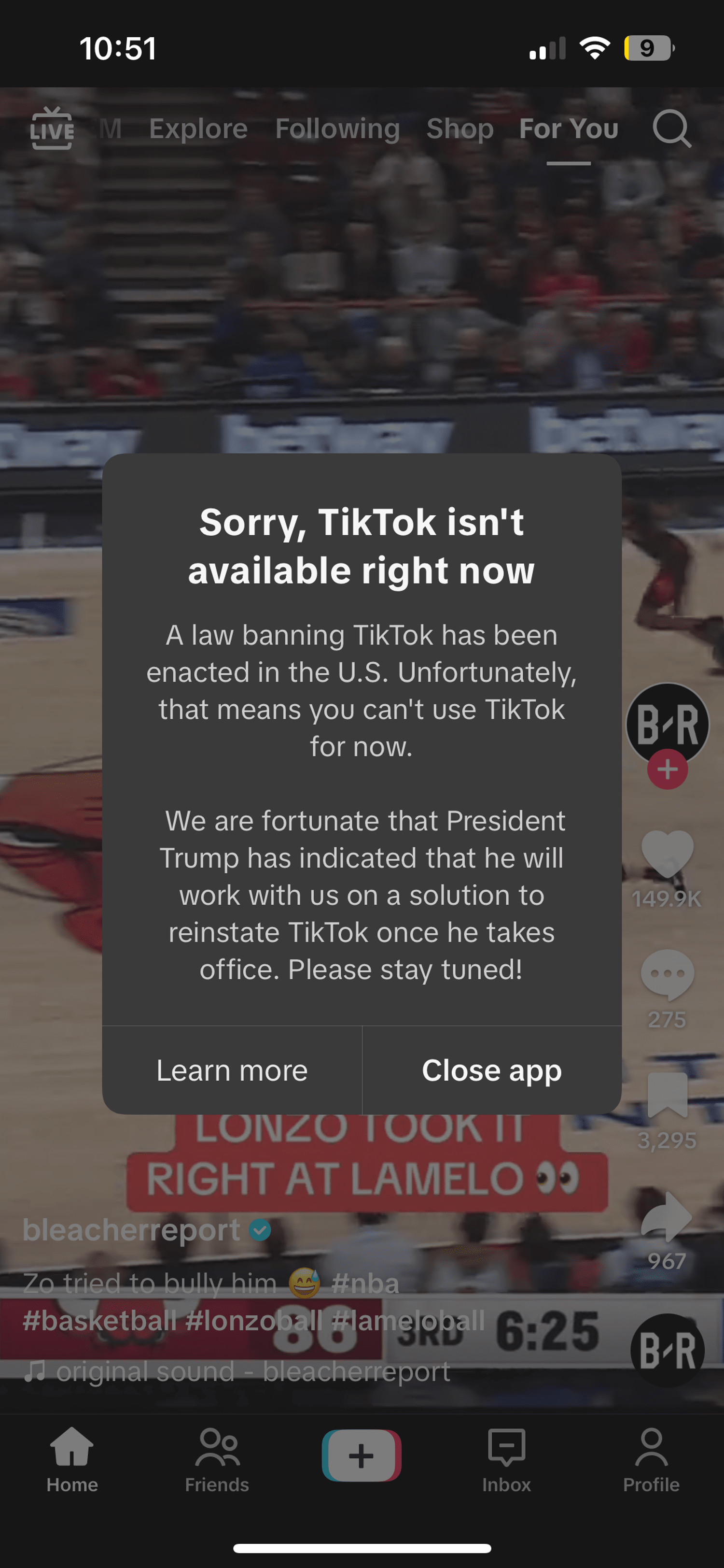 TikTok makes app unavailable for U.S. users ahead of ban