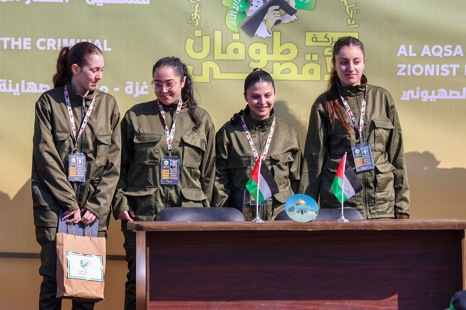 Four female Israeli hostages released by Hamas in prisoner exchange