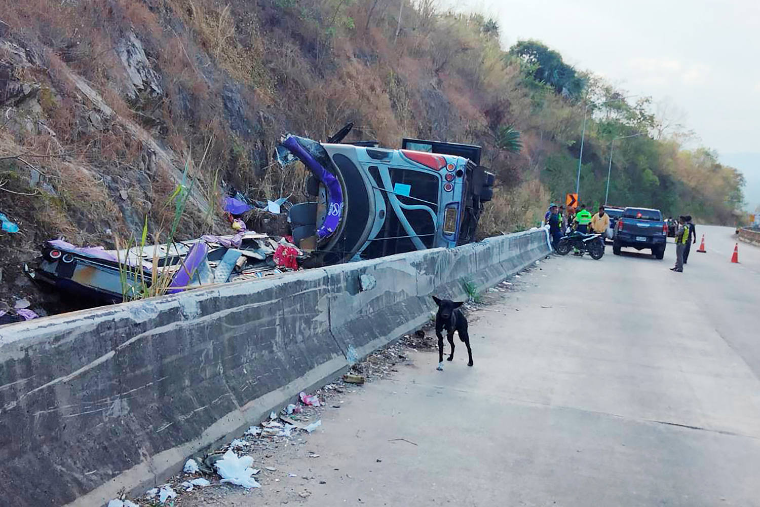 Thailand bus overturns in ditch, killing at least 18 passengers