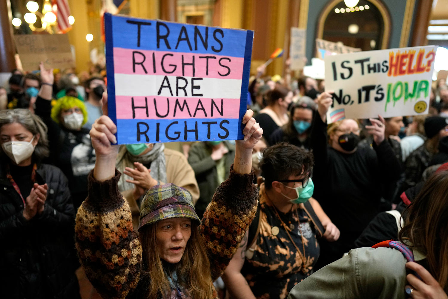 Iowa gives final approval to a bill to remove gender identity protections despite massive protests