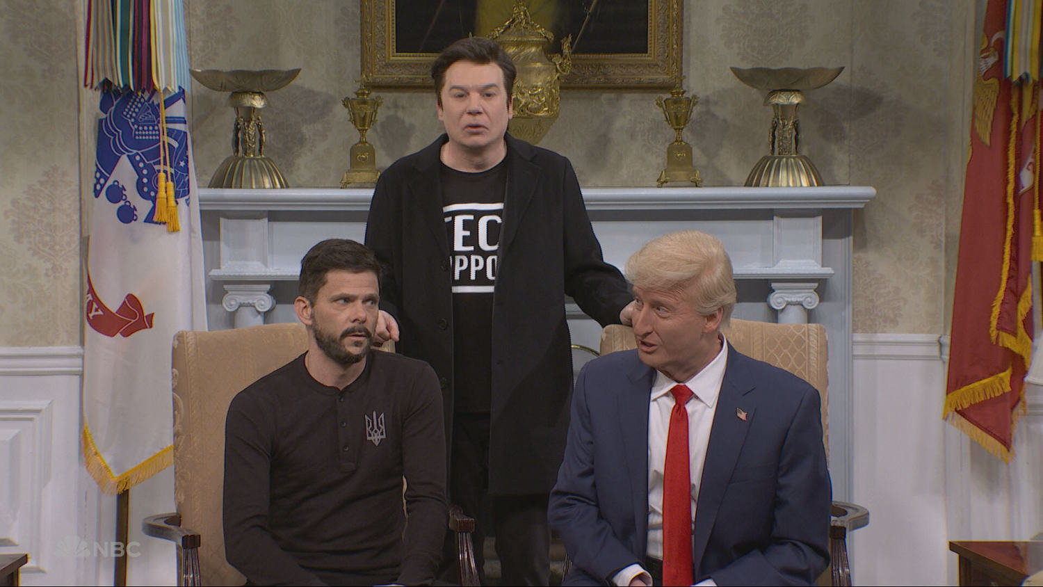 'SNL' recreates Trump-Zelenskyy clash, with appearance by Mike Myers as Musk