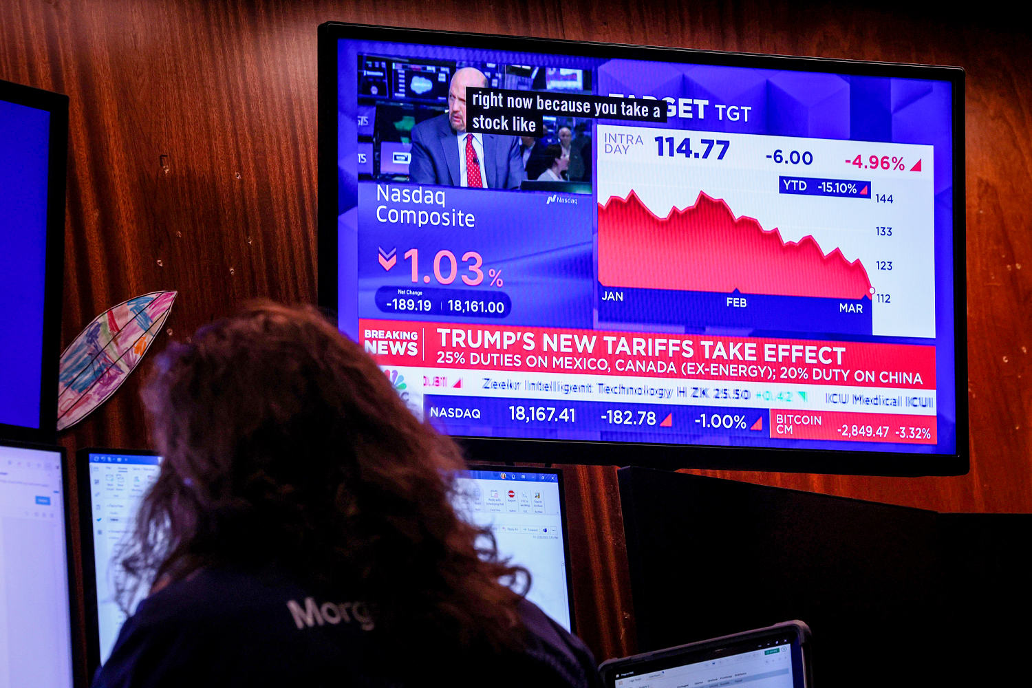 Stock tumble for second-straight day as tariffs take effect