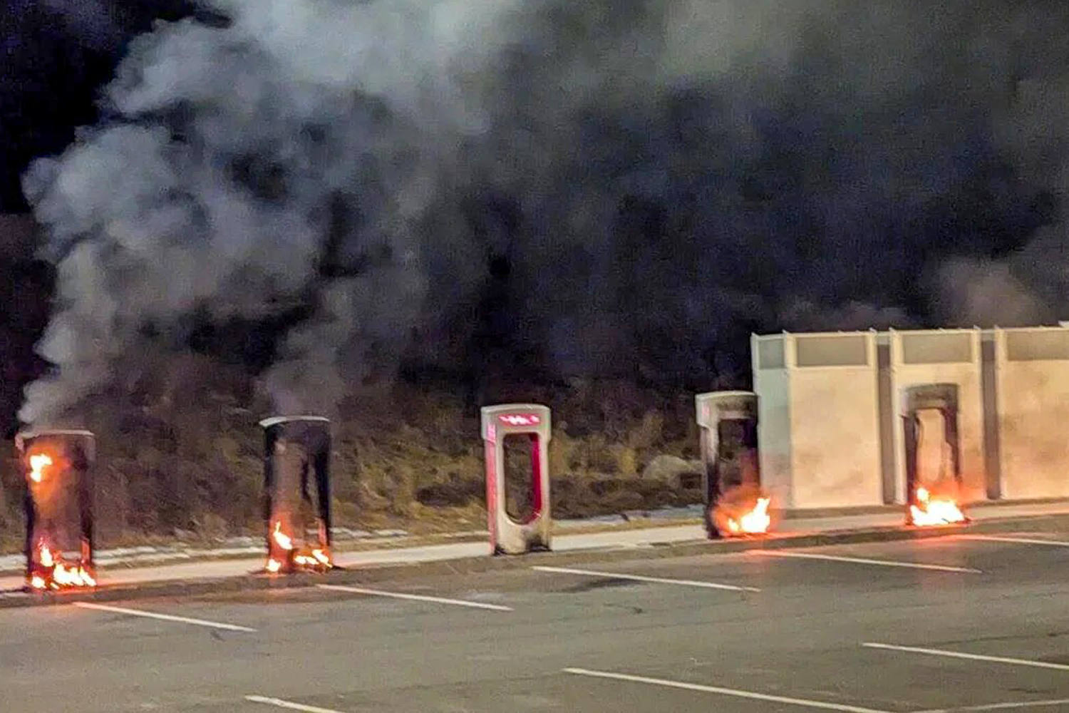 Tesla charging stations torched in apparent arson near Boston, latest attack on Elon Musk company