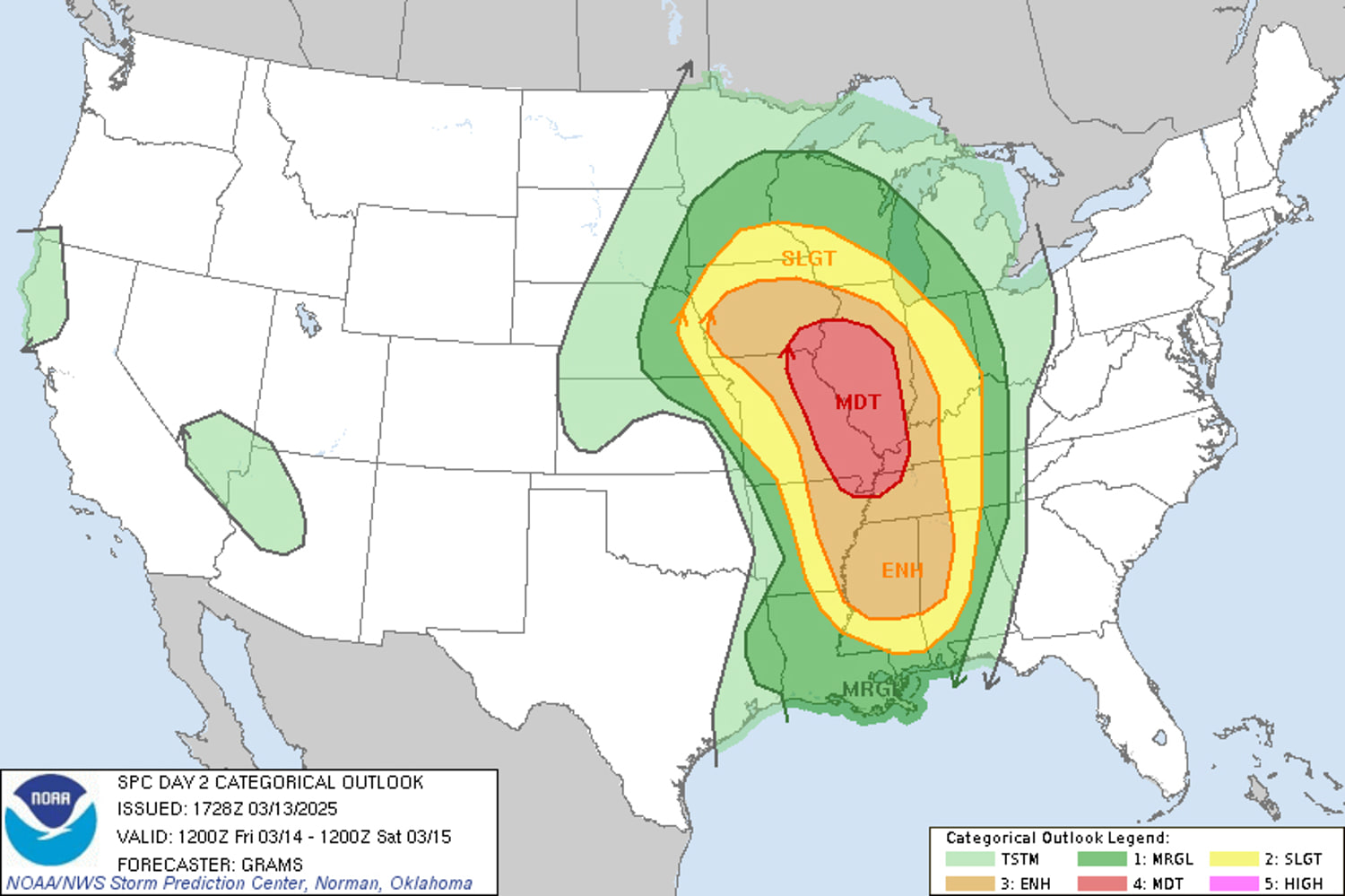 Much of the country is bracing for the risk of severe weather