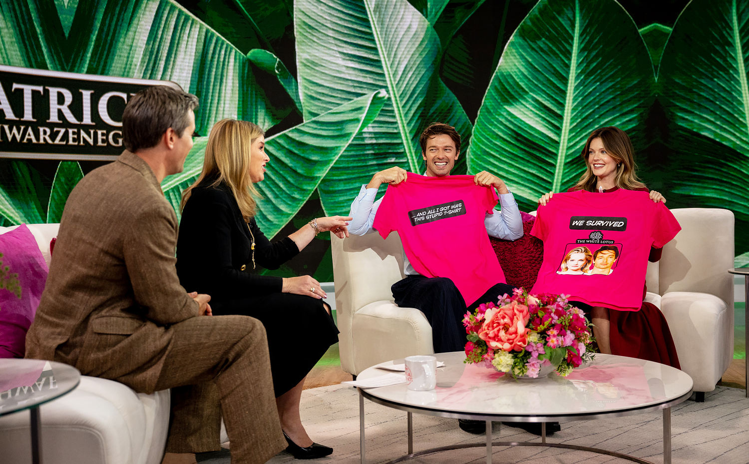 Watch Meghann Fahy surprise Patrick Schwarzenegger with a ‘White Lotus’ gift live on TODAY