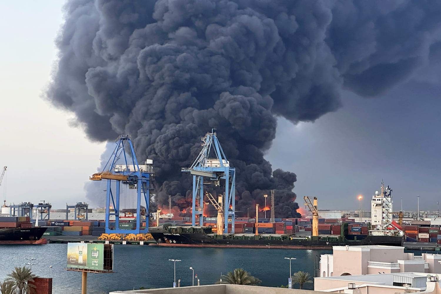 Fireball blankets port city with thick black smoke as paramilitary unleashes drones, Sudan says