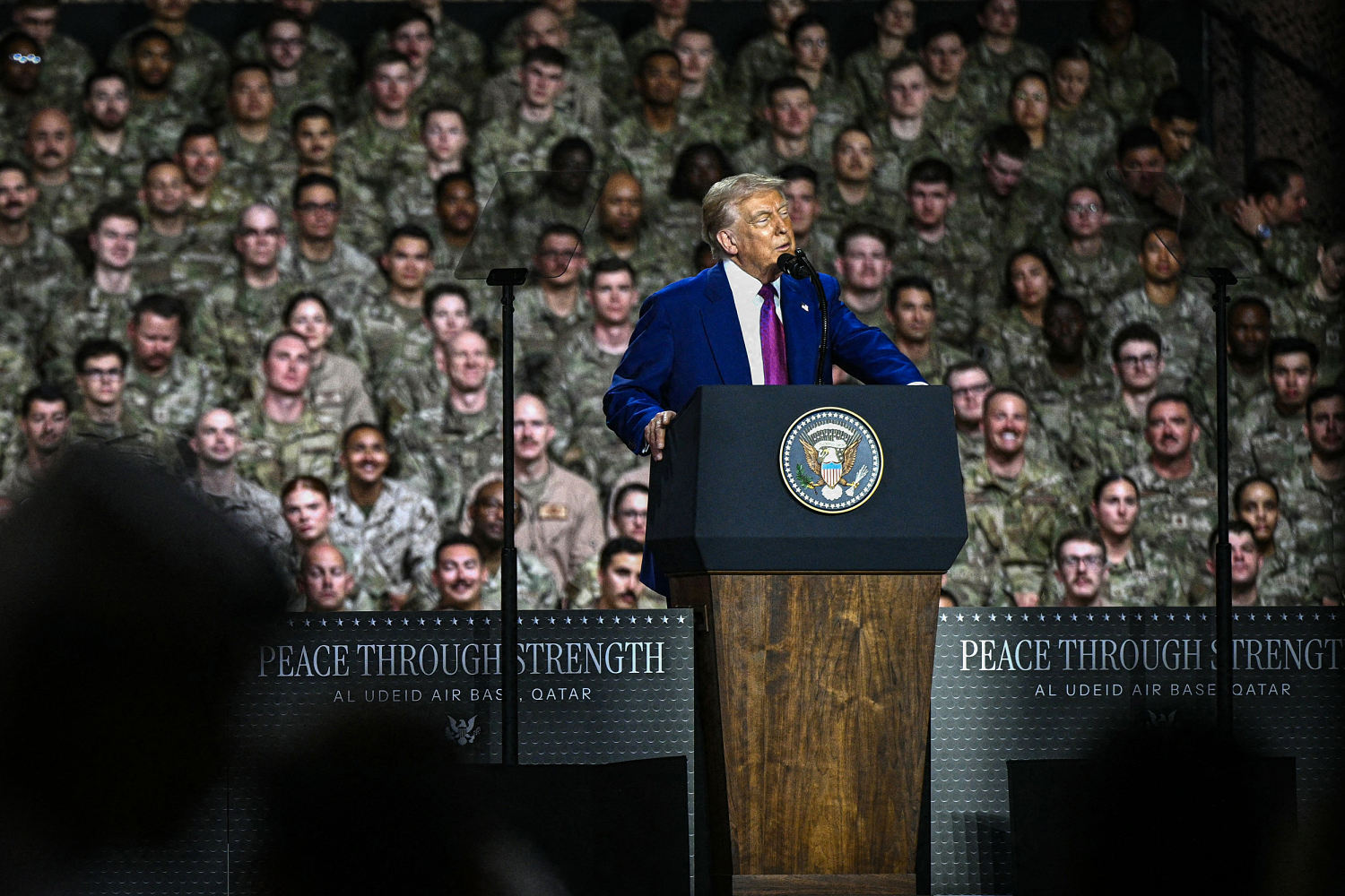 In remarks to U.S. troops, Trump renews talk of a third term, despite the Constitution