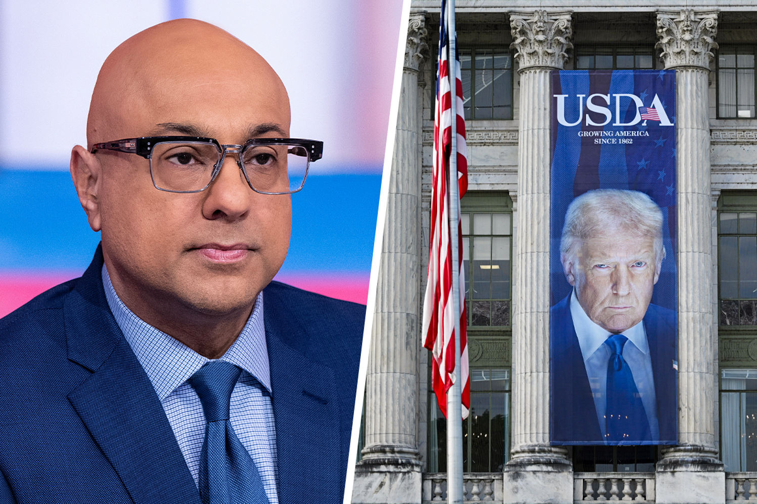 Trump plasters his face on a government building, pulling a page from the dictators’ playbook