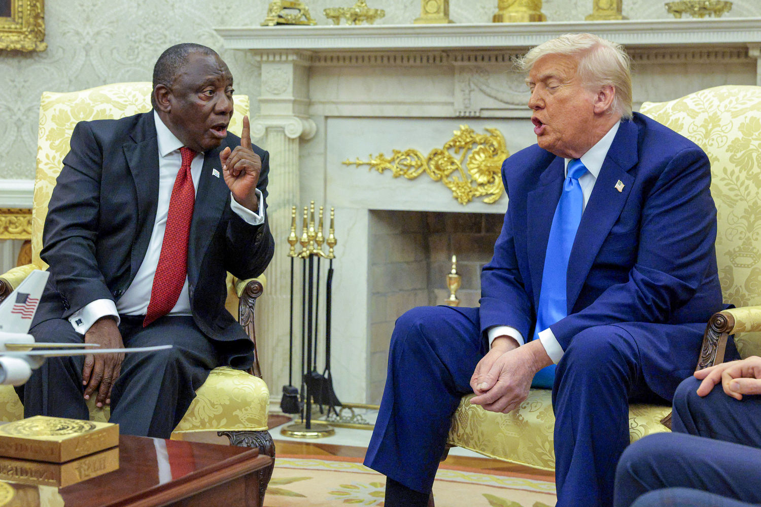 Trump pushes baseless ‘white genocide’ claim in tense meeting with South African president