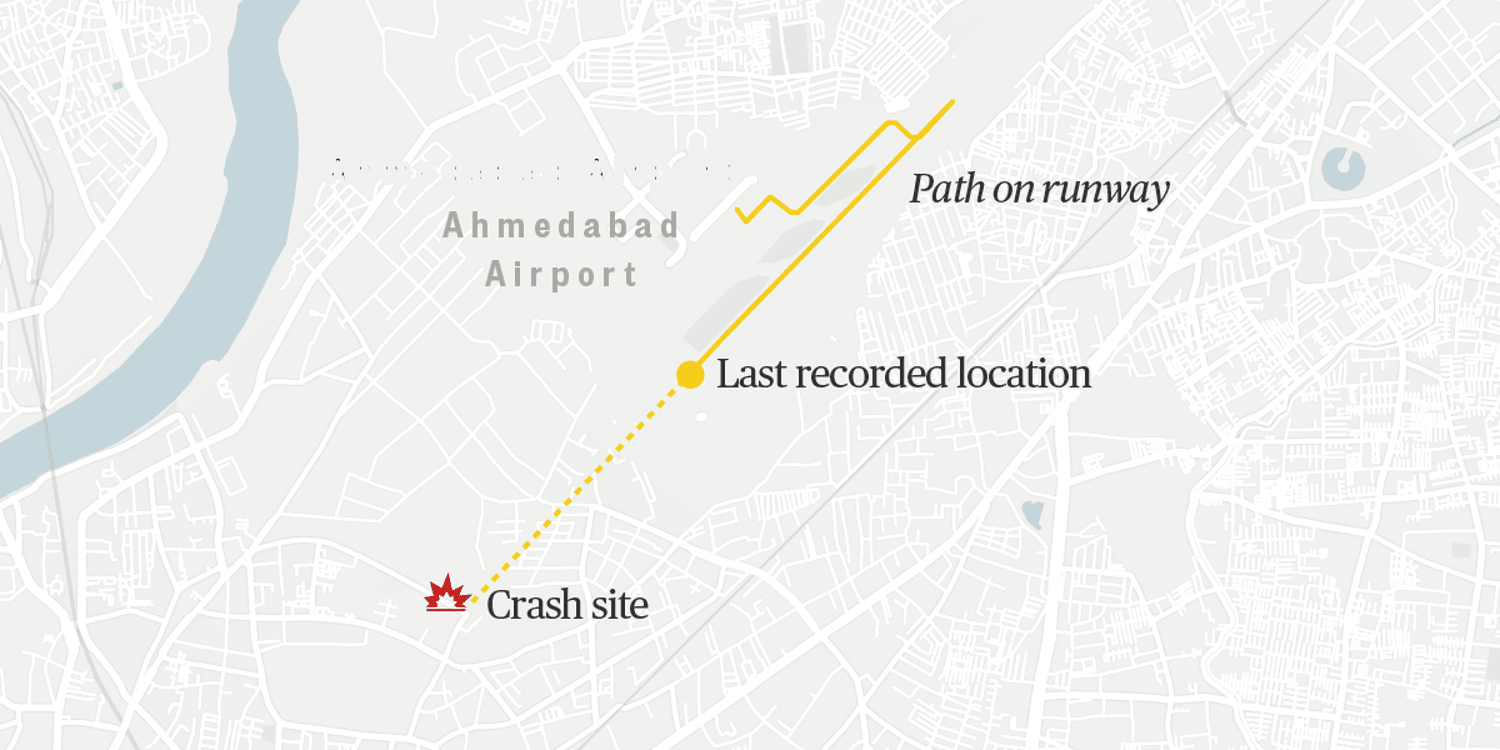 Map: Location of the Air India crash
