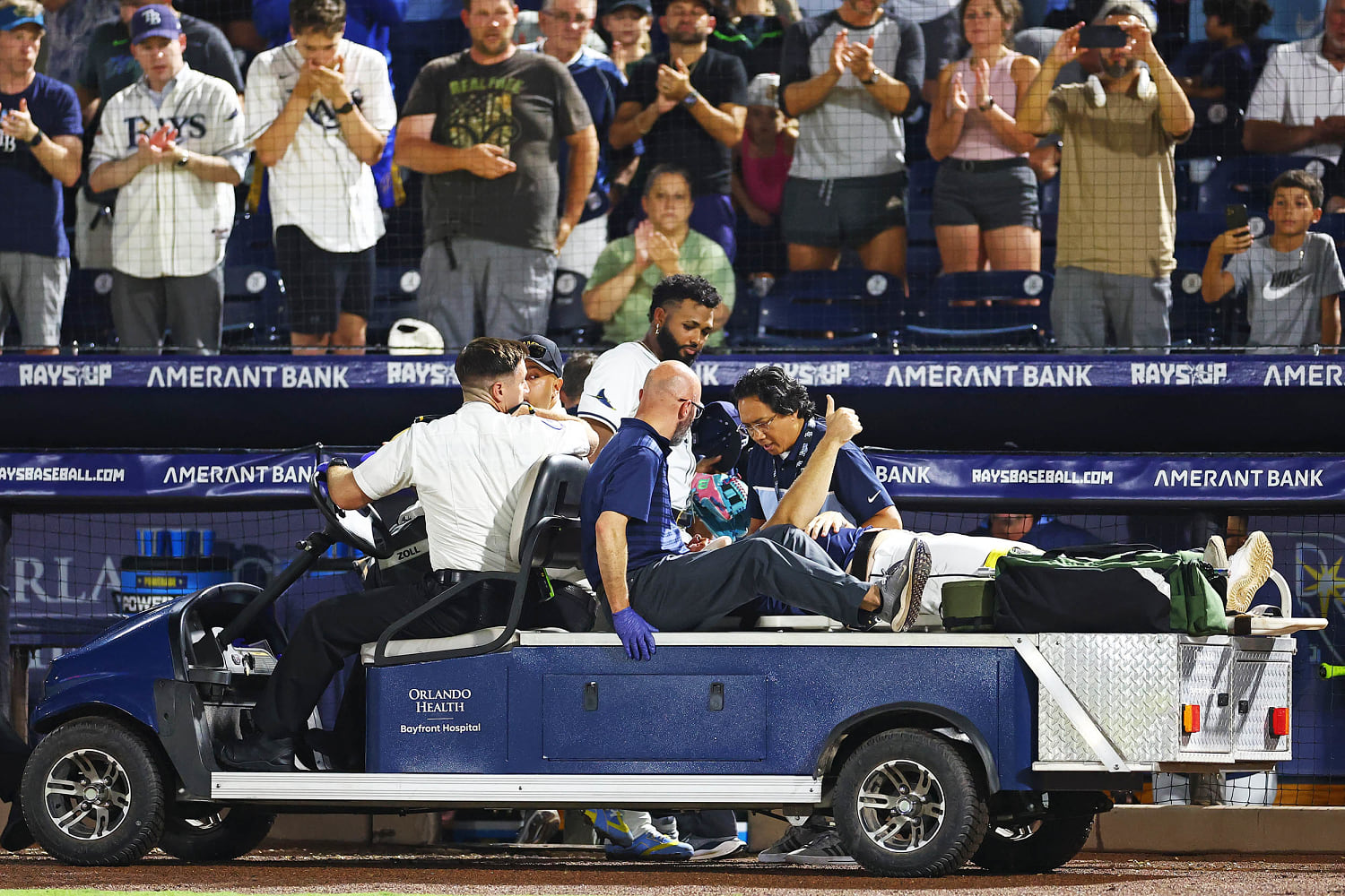 Tampa Bay Rays pitcher taken to hospital after getting hit by foul ball in dugout