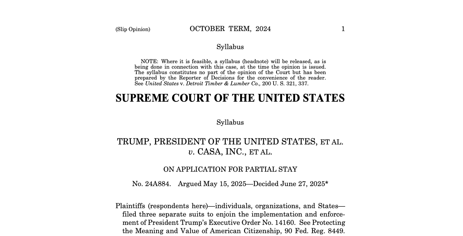 Read Supreme Court’s birthright citizenship ruling on nationwide injunctions