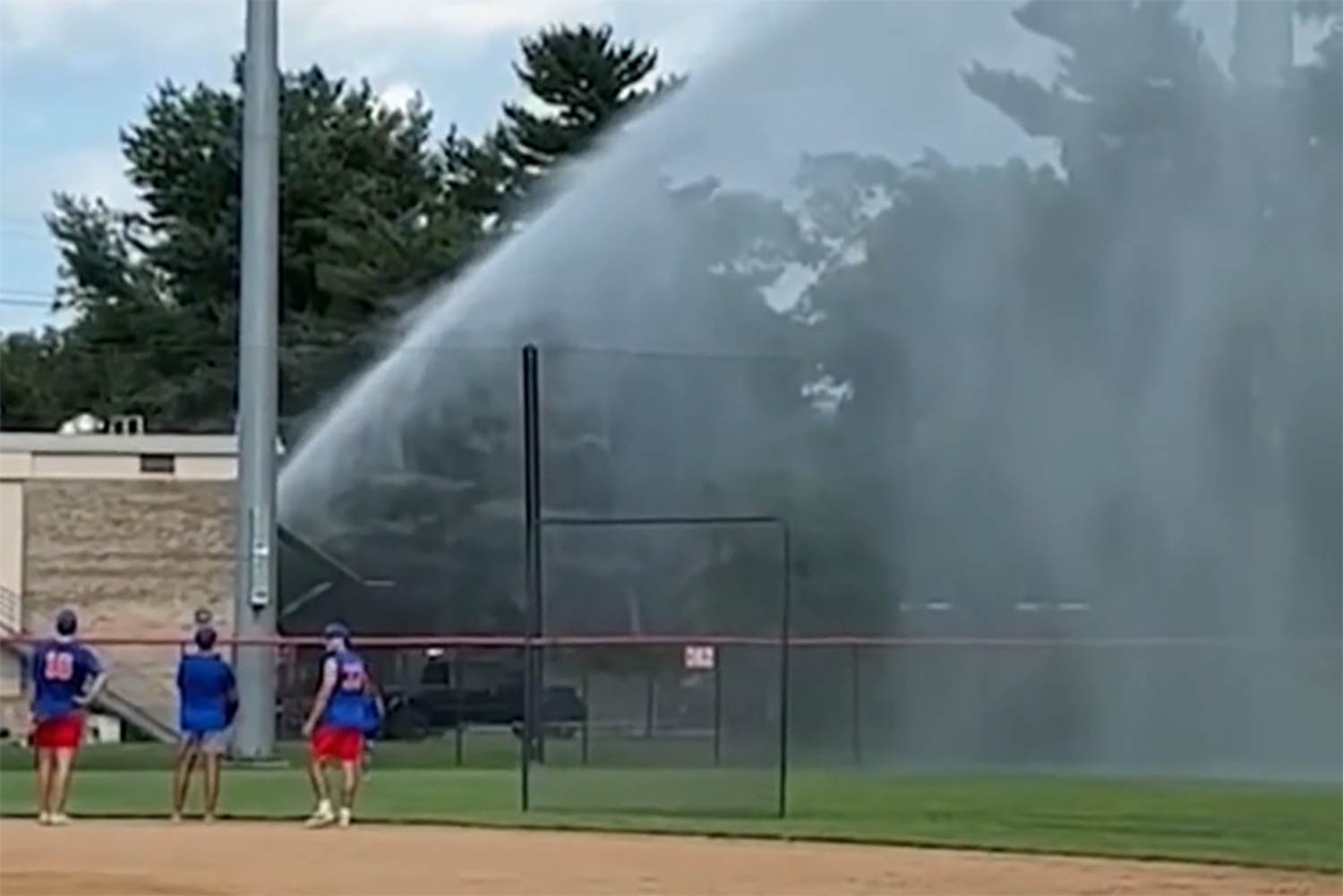 Maryland firefighter floods baseball field after fly ball damages truck