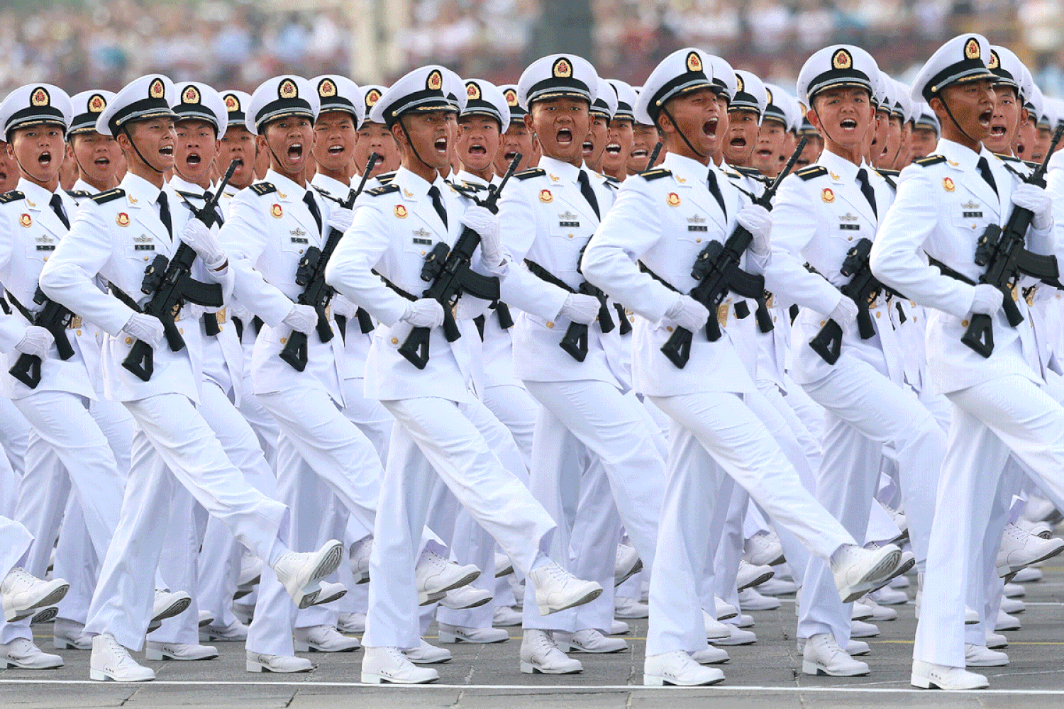 China parades its military might, and its friends, in a defiant display for the U.S.