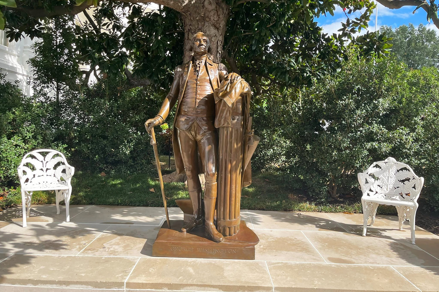 White House adds a George Washington statue to the Rose Garden