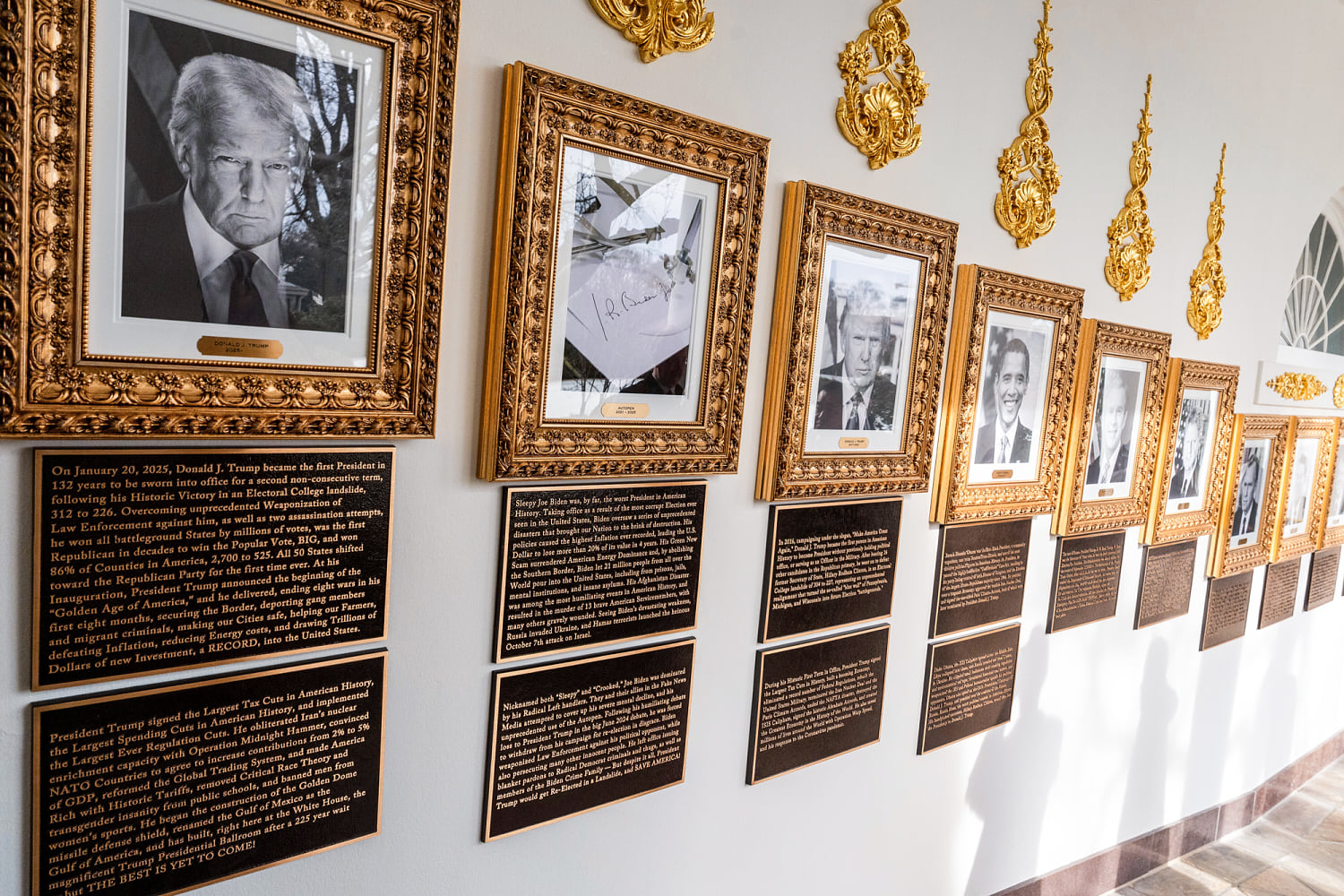 White House installs plaques mocking former Presidents Barack Obama and Joe Biden