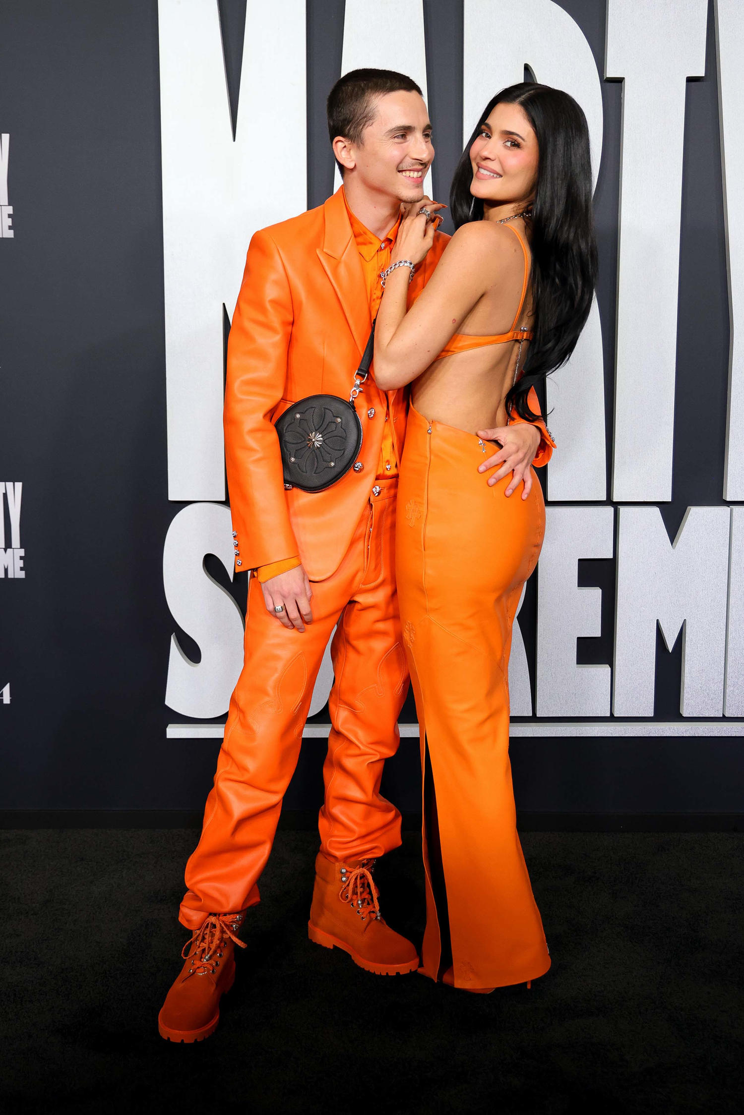 Kylie Jenner and Timothée Chalamet Are Twinning in Orange on the Red Carpet