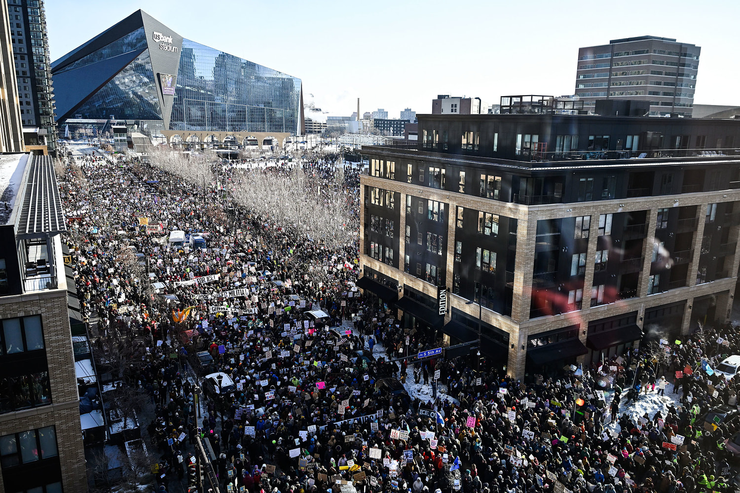 Thousands rally against ICE in Minneapolis amid below-zero temperatures