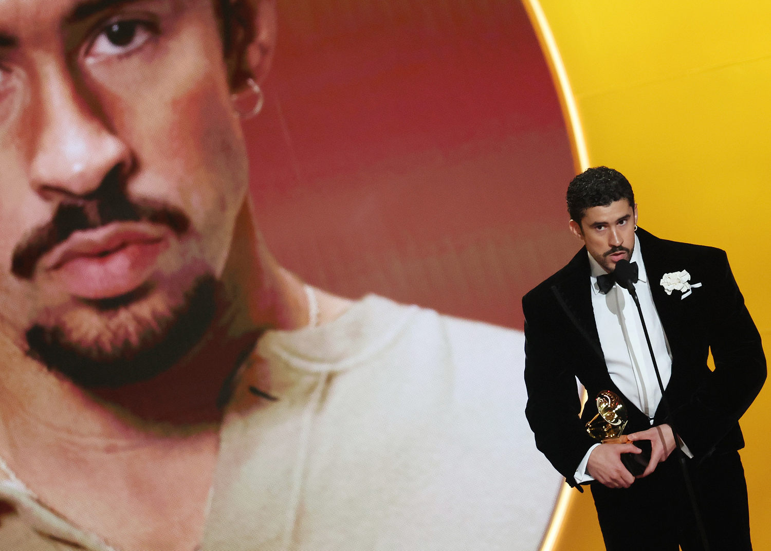 Bad Bunny urges the removal of ICE in his Grammy acceptance speech.