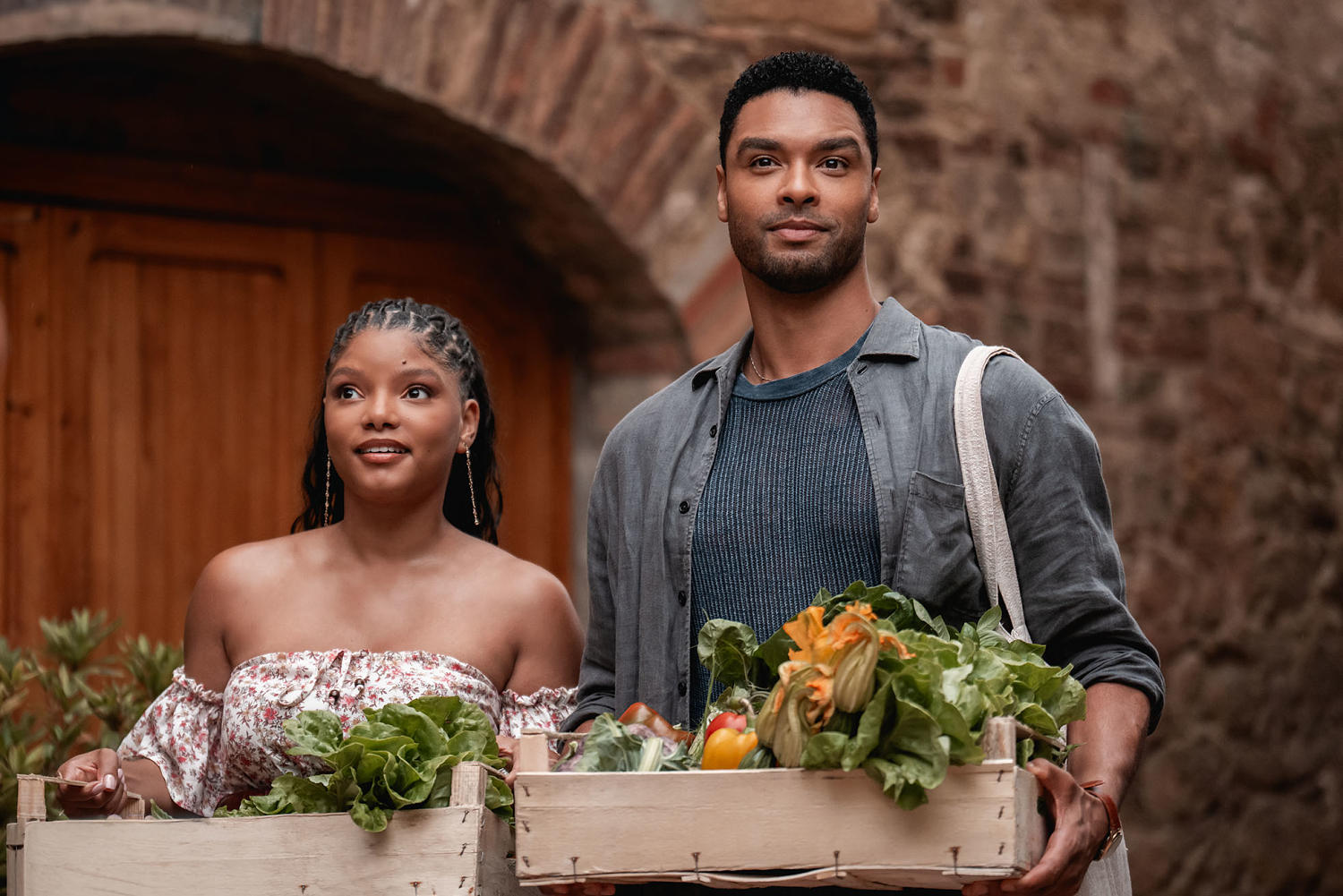 You, Me & Tuscany Romantic Comedy Stars Halle Bailey and Regé-Jean Page Promote Film in Theaters