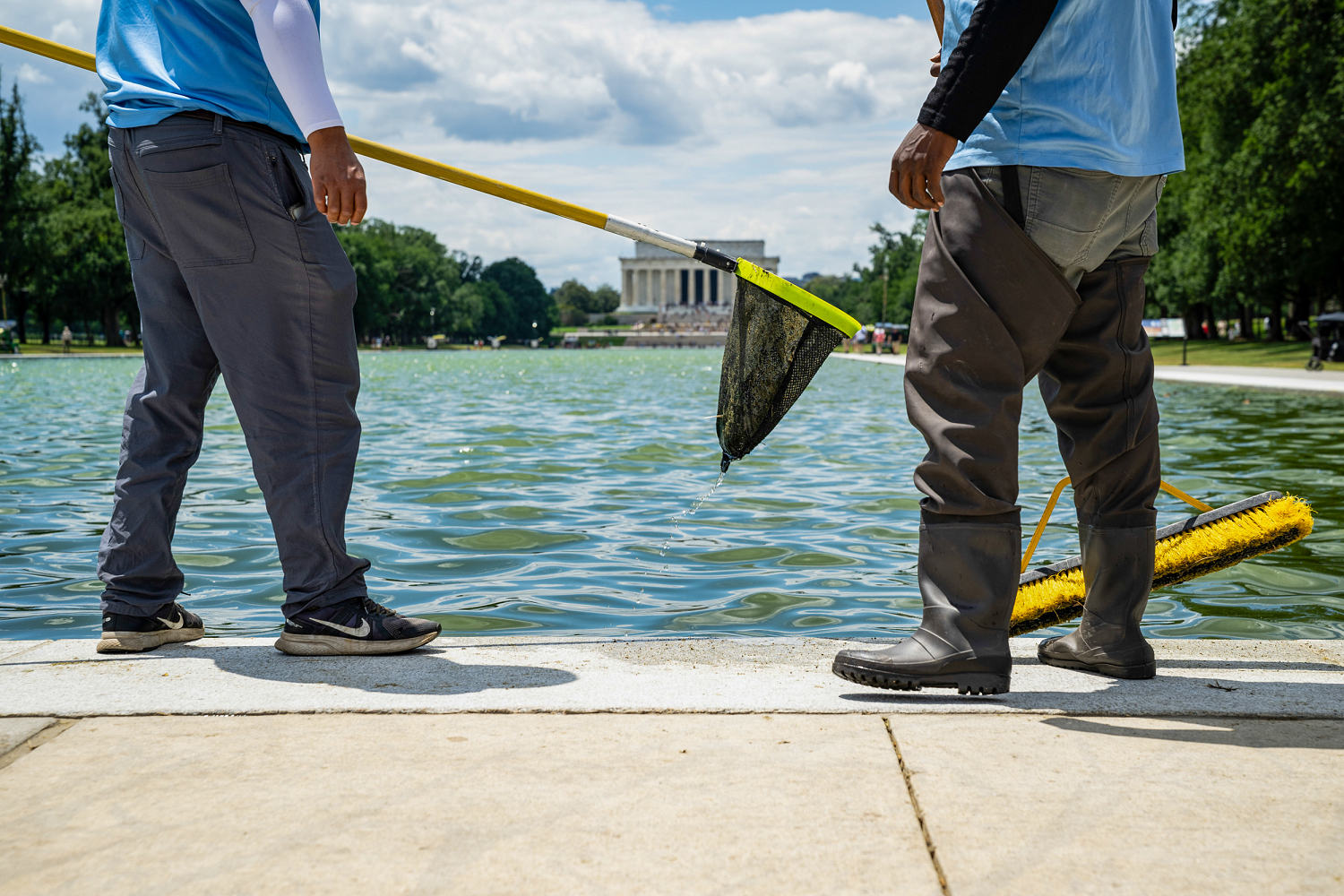 Trump wanted the Reflecting Pool to be ‘American flag blue.’ Algae is turning it green.