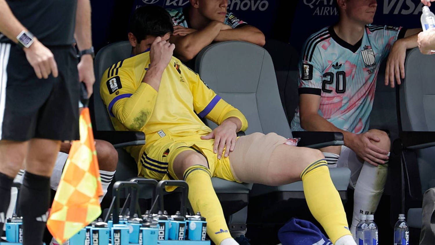 Así fue la triste despedida de Courtois del Mundial: salió entre lágrimas tras su lesión ante España