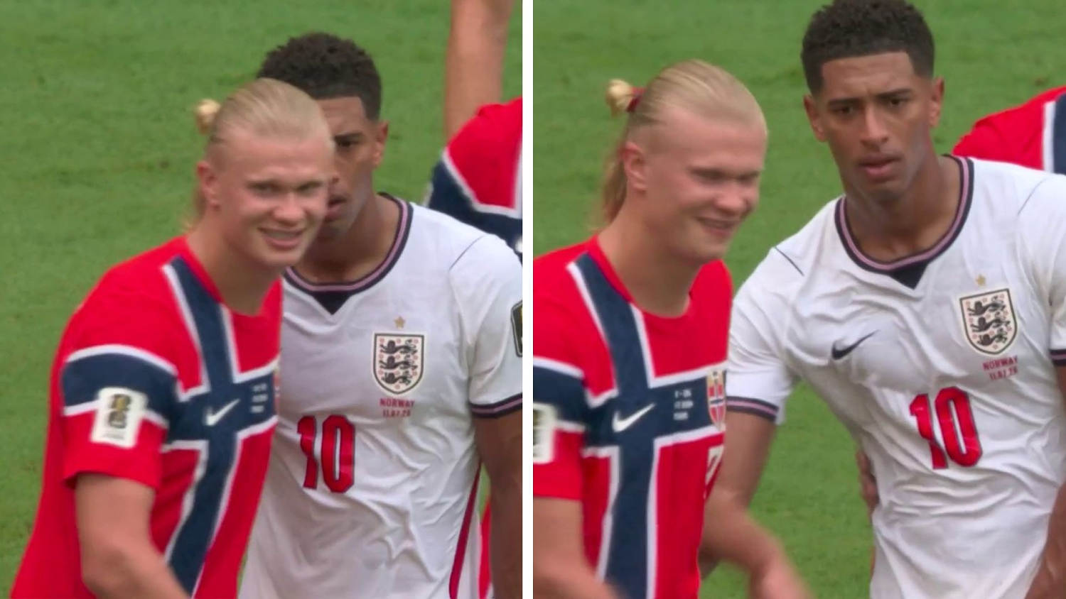 El intenso jugueteo entre Haaland y Bellingham imposible de ignorar en el Noruega vs Inglaterra